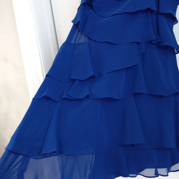 Calvin Klein Ruffle Tier Blue Party Dress. Size 10 - Picture 11 of 12